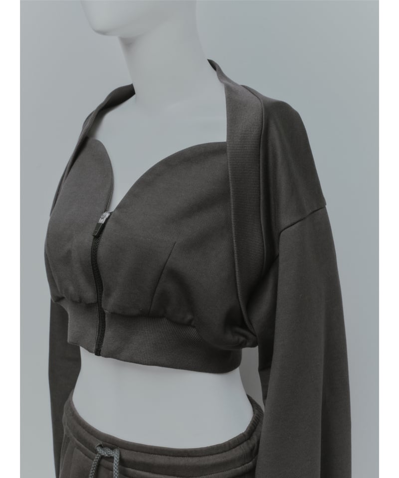 トップス KISHIDAMIKI cropped sweat zip top black KISHIDAMIKI cropped sweat zip top black