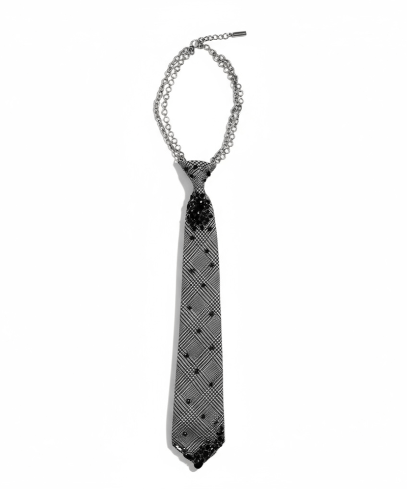 chain tie - glen check/ black bijou | KISHIDAMIKI