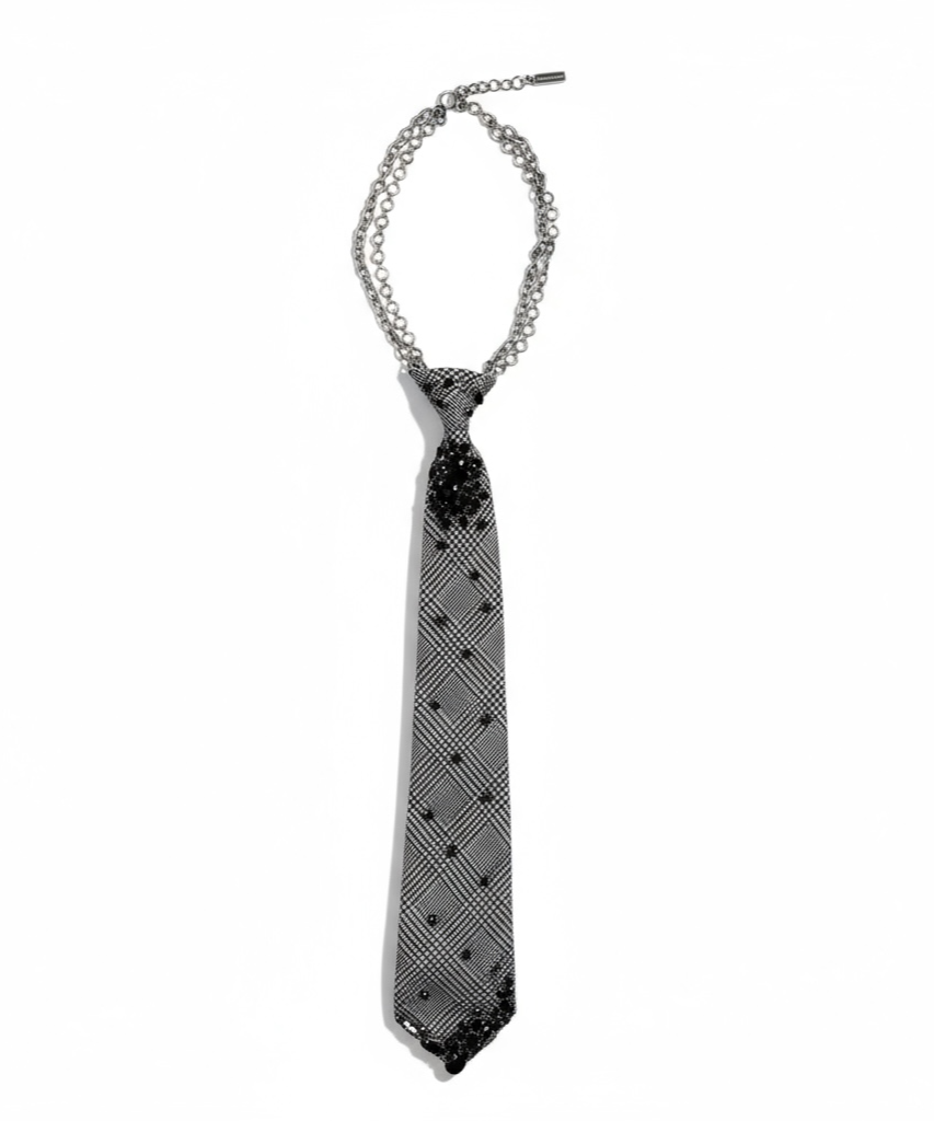 chain tie - glen check/ black bijou | KISHIDAMIKI