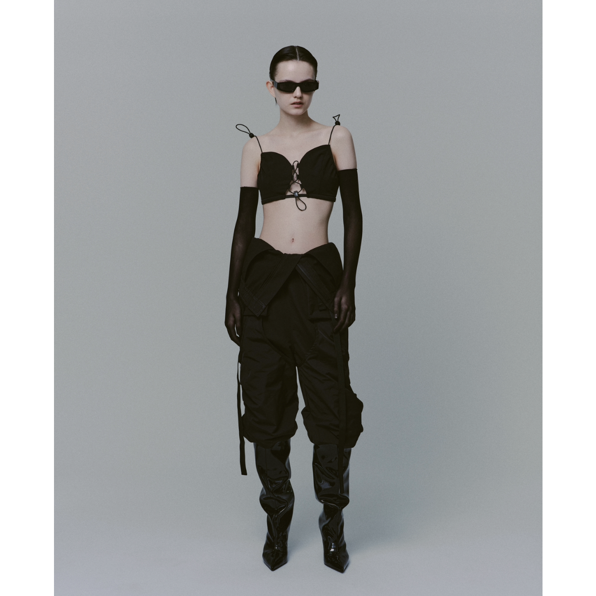 strapless nylon jumpsuits | KISHIDAMIKI