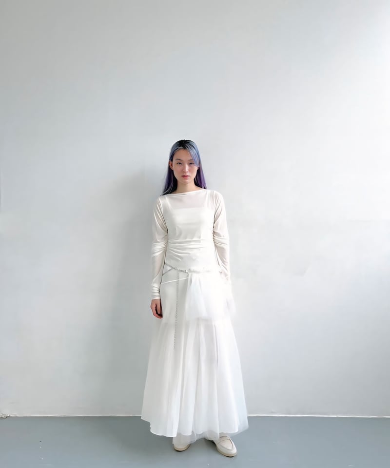 kishidamiki チュールチェーンベルト　ホワイト　litmus tulle chain belt | KISHIDAMIKI