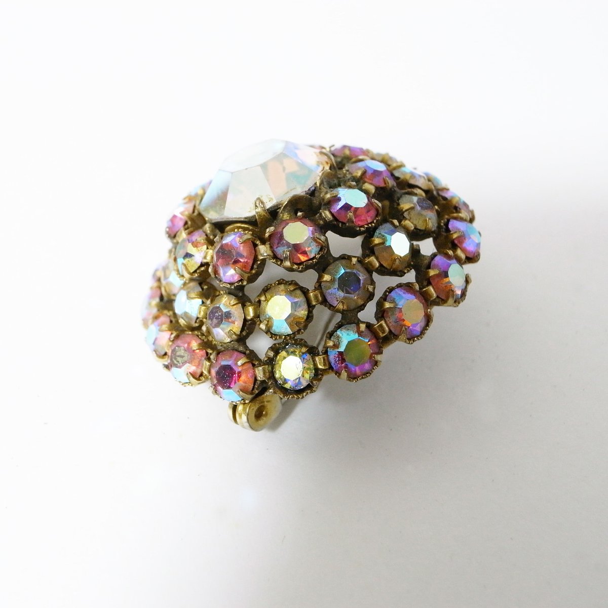 希少 Sherman ヴィンテージ グリーン オーロラ ストーン ブローチ