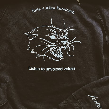 forte×Alice Korotaeva Unisex Pullover Organic Hoody(Navy)裏起毛←UK