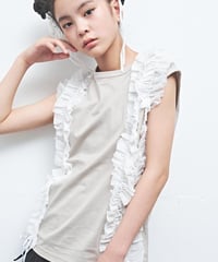 マルーク　天竺シアーフリルサスペンダーノースリーブTシャツ   ( グレーカラー）maarook