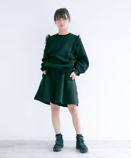 マルーク   小花ニットキルトキュロット　(  ブラック  )   maarook