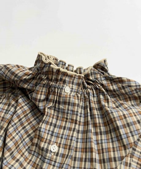 アーチ＆ライン　OG CHECK FRILL BLOUSE　  (  ベージュ  )　arch&line