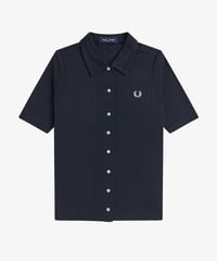 フレッドペリー FRED PERRY    Button Through Sheer Rib Polo Shirt     (   NAVY カラー   )