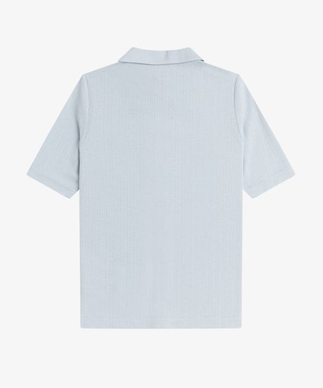 フレッドペリー  FREDPERRY  ウィメンズ　Button Through Sheer Rib Polo Shirt　 (  DUSKY BLUEカラー）