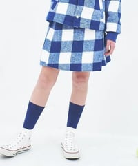 マルーク　maarook　起毛ブロックチェックラップキュロット（ ブルー系カラー）