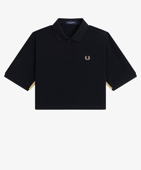 フレッドペリー  FREDPERRY  ウィメンズ　Tape Detail Polo Shirt（ BLACK / CHAMPAGNEカラー）