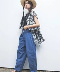 ムウナ　ストレッチカラーデニムバレルシルエット大人パンツ　(  コンカラー  )   muunaa