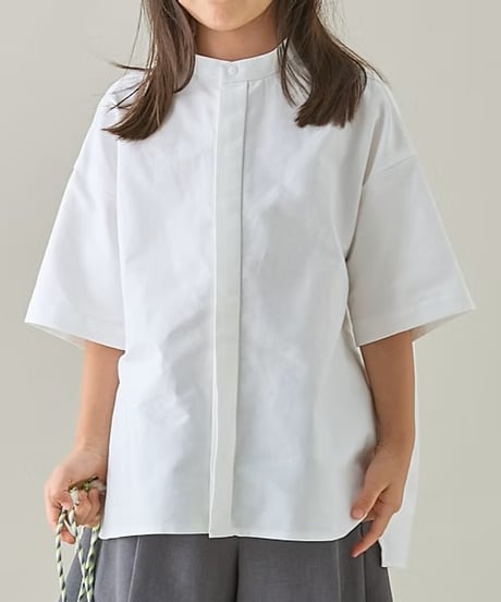 マウンテン  MOUNTEN. 　oxford bandcollar s/s shirt（  white カラー  ）