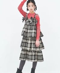 マルーク　maarook 　タータンチェックティアードジャンパースカート　(ブラックカラー）maarook