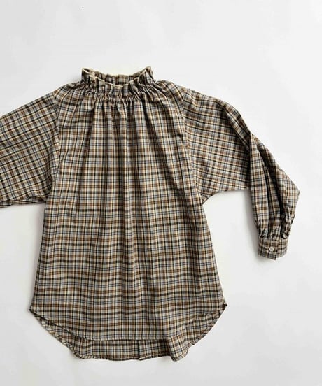 アーチ＆ライン　OG CHECK FRILL BLOUSE　  (  ベージュ  )　arch&line