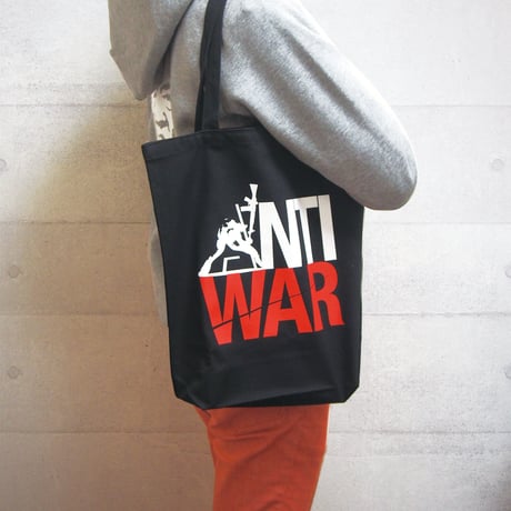 Tote bag-Mサイズ(Navy)　絵柄“ANTI WAR”