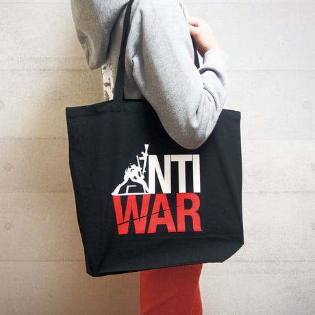 Tote bag-Lサイズ(Black)　絵柄“ANTI WAR”