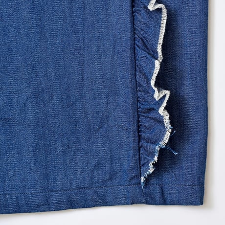 Denim side frill pants