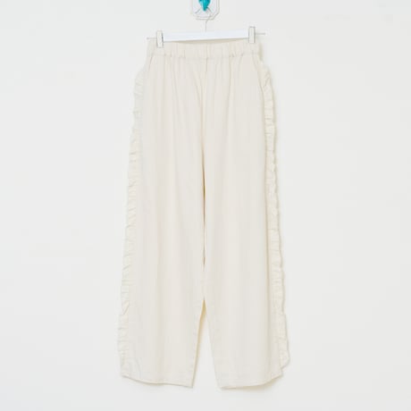 Denim side frill pants