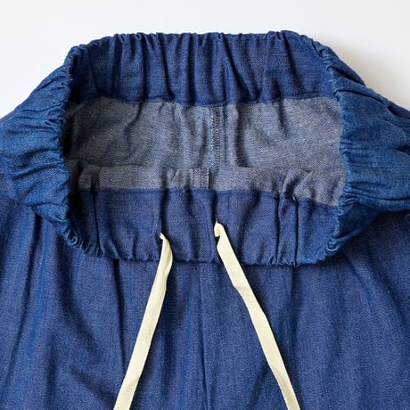 Denim side frill pants