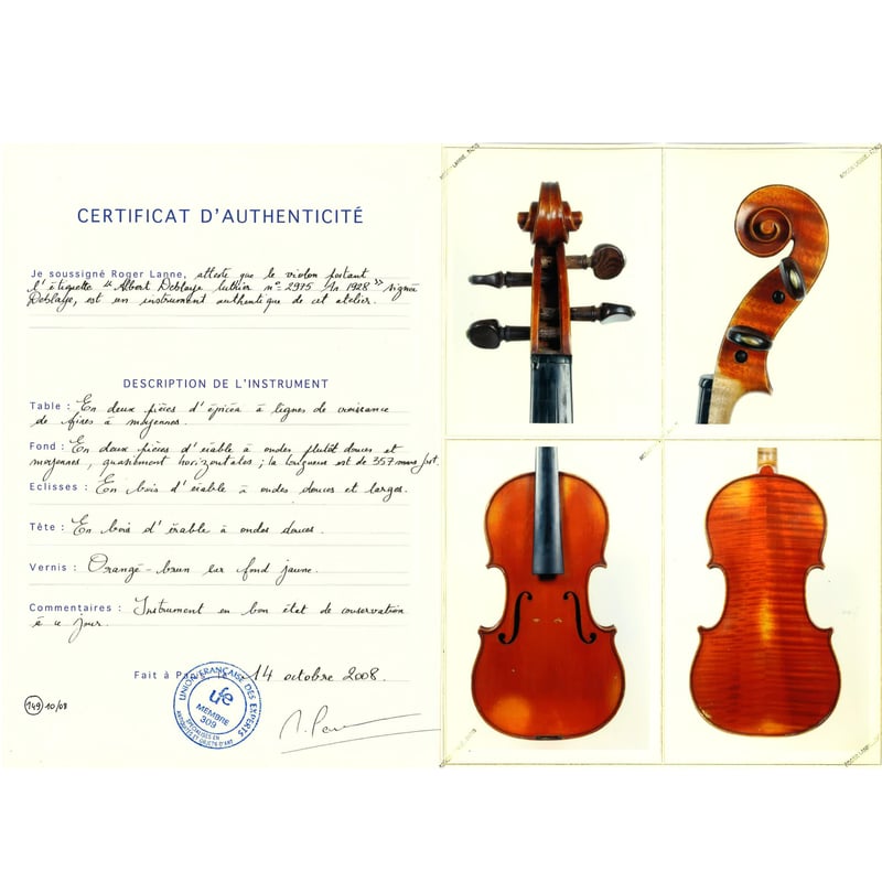 ヴァイオリン】アルベール・ドゥブレ / ミルクール (フランス) 1928年