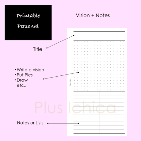 【Personal / バイブルサイズ】Vision + Notes #22,  Printable Inserts