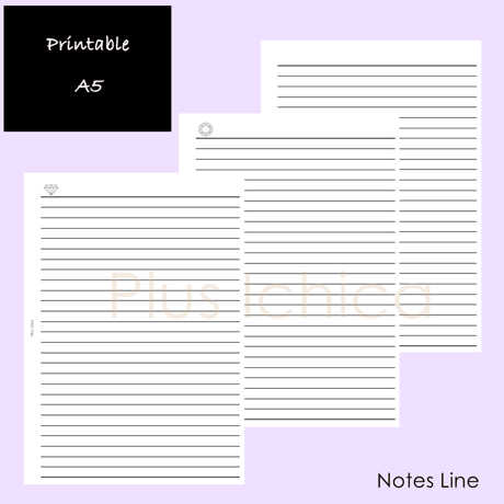 【A5】Notes Line #19,  Printable Inserts