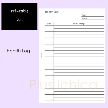 【A5】Health Log  #23,  Printable Inserts