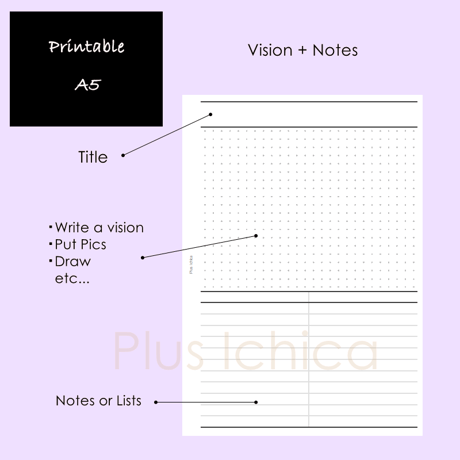 【A5】Vision + Notes  #22,  Printable Inserts