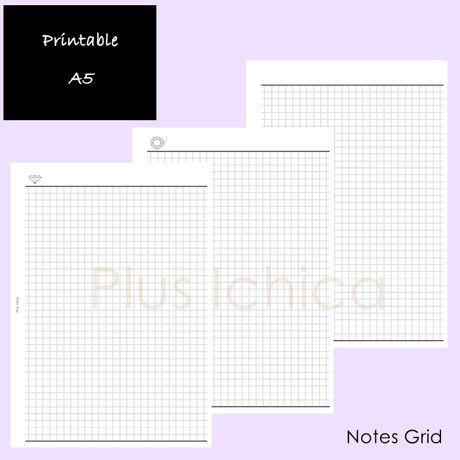 【A5】Notes Grid #21,  Printable Inserts