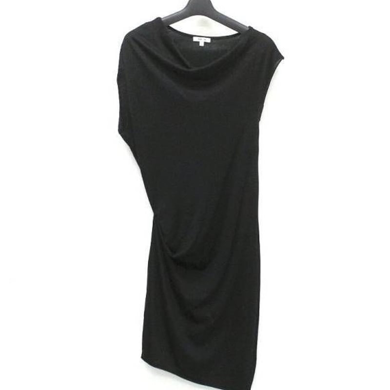 ヘルムートラング USA製 ウール100% ワンピース P 黒 HELMUT LANG 長袖 アシンメトリー レディース 【230322】