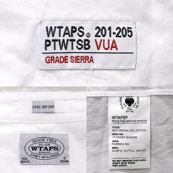 WTAPS ダブルタップス FURRIES S/S SHIRTS COTTON BROAD ホワイト 白 綿 S 2011春夏 2011SS 半袖  スタンプ NO CONTROL タップス