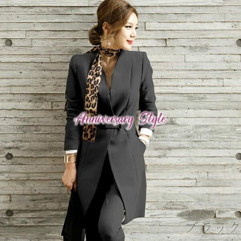 パンツスーツ S M L XL 2XL 黒 ベージュ 結婚式 ビジネス セットアップ