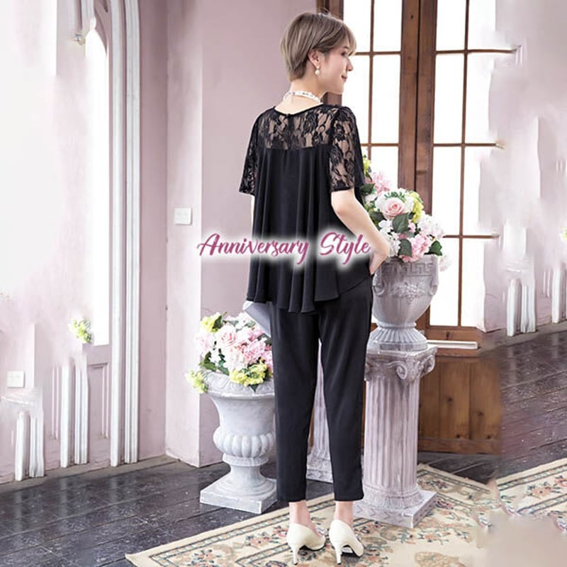 新品☆3L♪黒系♪セットアップ3点セット♪結婚式・パーティ〇A397 パンツドレス 結婚式 お呼ばれドレス 黒 韓国 パーティードレス