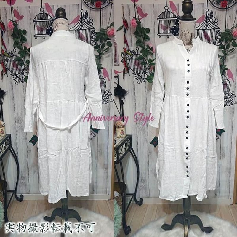 ワンピース 白 L 即納 綿混 M 2L 3L 4L ネイビー 無地 レディース