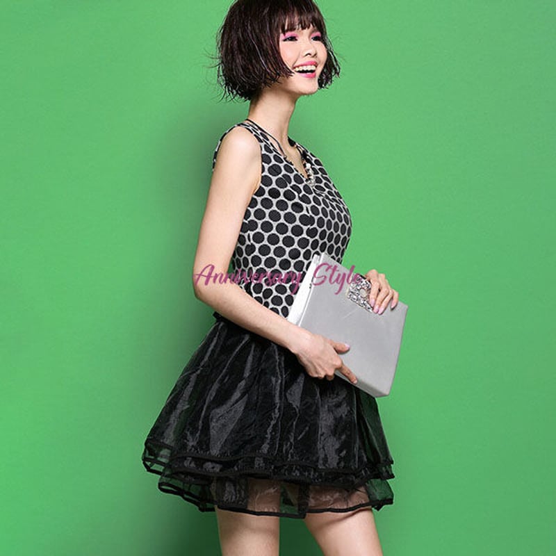 ミニドレス レディース S ネイビー 大人可愛い ドット柄 ミニドレス レディース S ネイビー 大人可愛い ドット柄