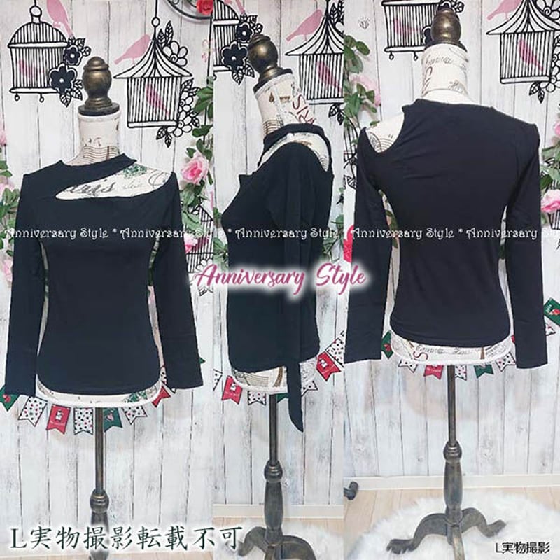 トップス 即納 S-3L 黒 白 半袖 長袖 Tシャツ オフショルダー