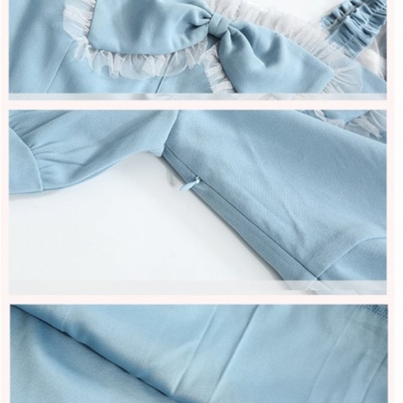 ワンピース 黒 水色 2L 3L 4L 5L 大きいサイズ ぽっちゃりさん 大人