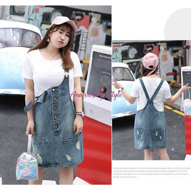 サロペット レディース デニム ワンピース ぽっちゃり 2L 即納