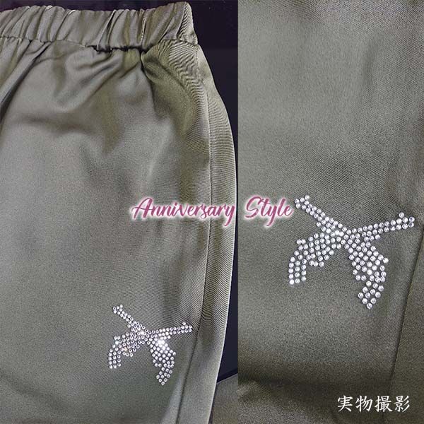 パンツスーツ グリーン L 即納 レディース セットアップ 体型カバー 五