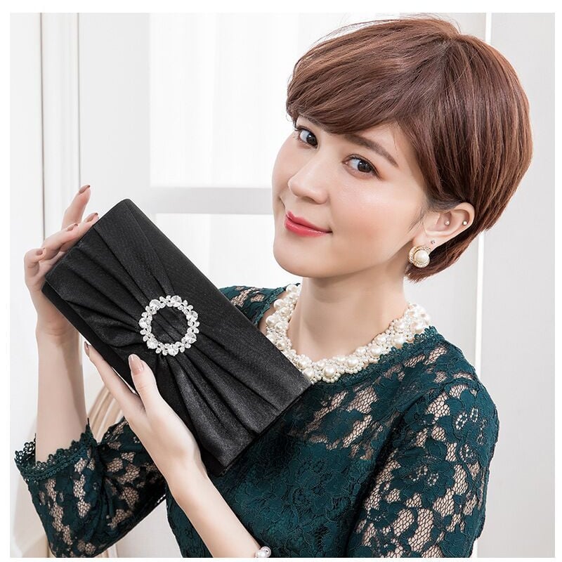 結婚式 パーティバッグ レディース ワインレッド 収納力 大きめバッグ