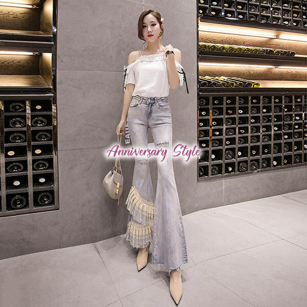 Gパン レース フリル 2XL即納 デニムパンツ XXS-L パンタロン ジーパン