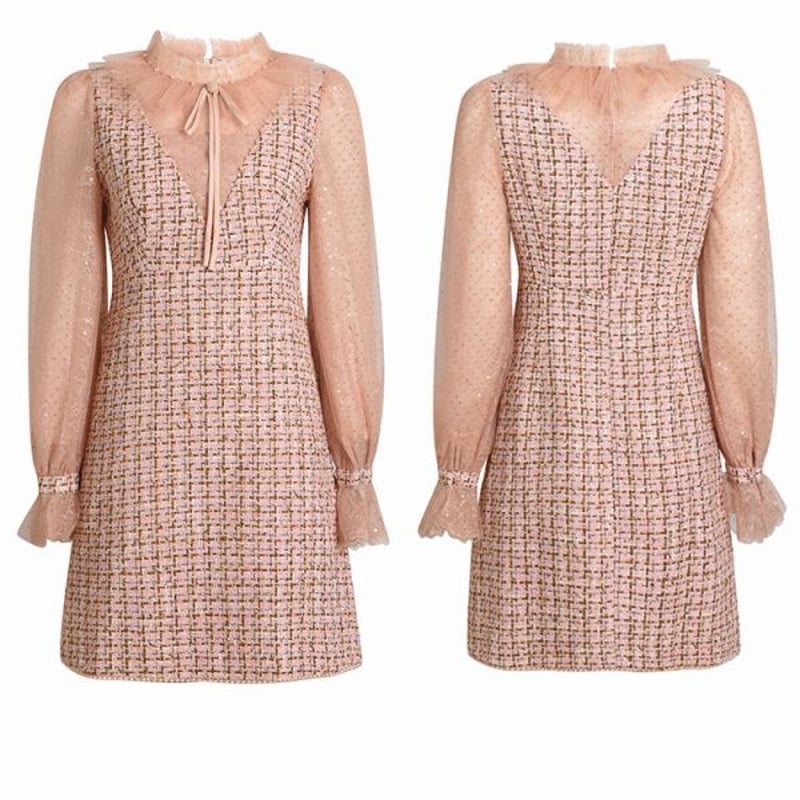ルネ❣️超美品❣️TISSUEピンクツイードワンピース シャネル ワンピース CHANEL フューシャ ピンクパープル ウール モヘア