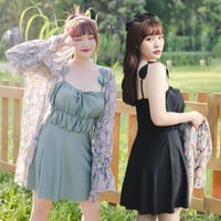 水着レディース 緑3XL即納 20代 30代 40代 黒 グリーン 3L 4L 5L 6L 7L 花柄ボレロ ワンピース パンツ 3点セット MZG-2121026 大きいサイズ 夏 ぽっちゃり
