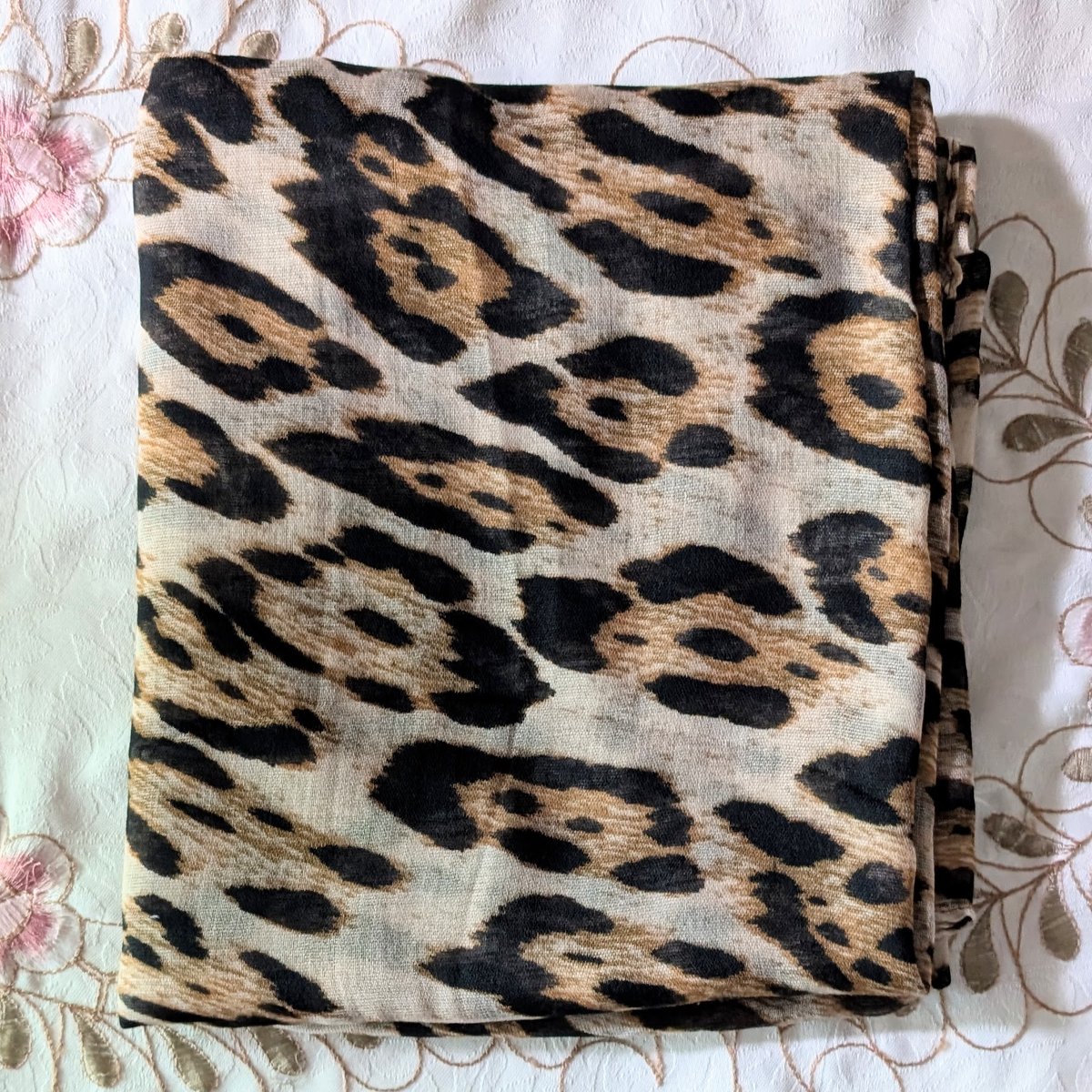 ストール ヒョウ柄 即納 ブラウン 黒 ベージュ 豹柄 ポリエステル