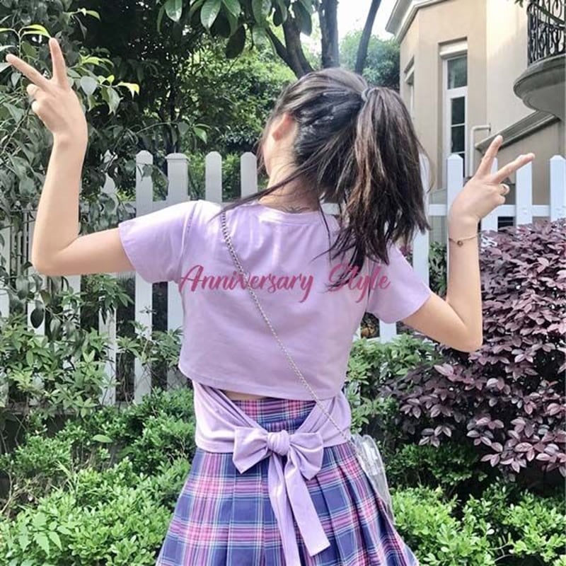 Tシャツ 半袖 レディース 背中開き 後ろリボン トップス M ( S 相当 
