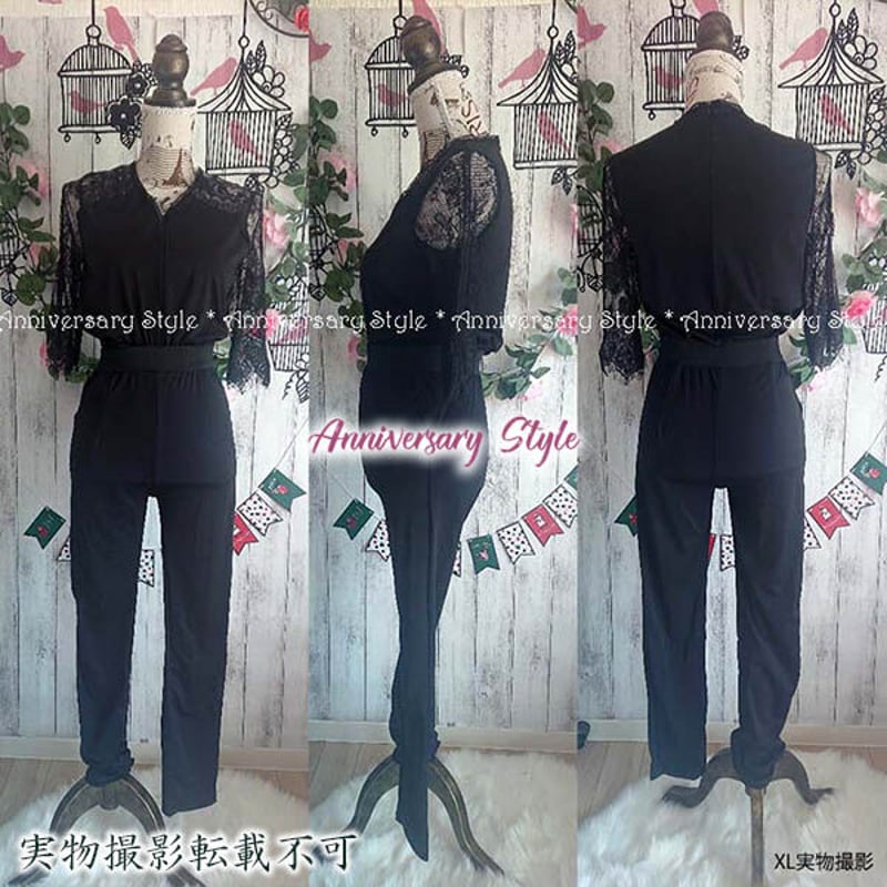 オールインワン 黒 XXS~M パンツドレス レース ブラック 605256 オールインワン 黒 XXS~M パンツドレス レース ブラック 605256