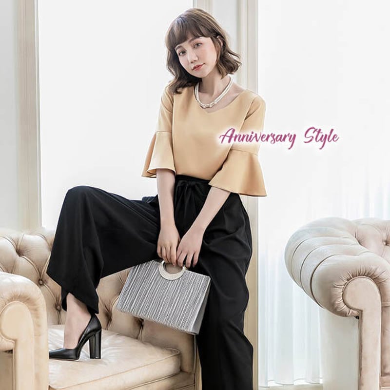 パンツスーツ 黒 S-3L ネイビー ベージュ パーティドレス 通勤