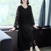 パーティードレス 結婚式 40代 大きいサイズ 4L M L 2L 3L 5L レディース MD-S5635267 総レース 長袖 丸首 ロング ぽっちゃり