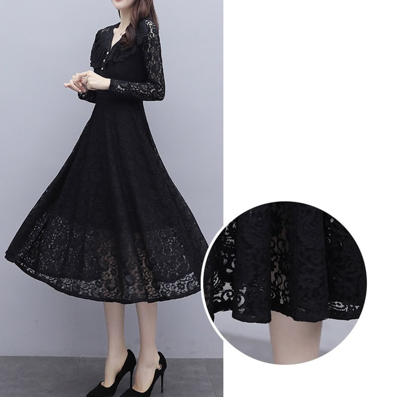 ドレス ワンピース 黒 M 通勤 出かけ パーティー 大人 上品感 可愛い