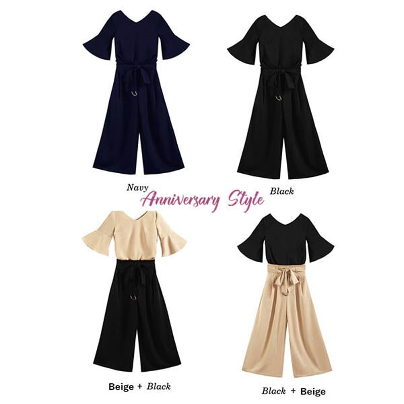 パンツスーツ 黒 S-3L ネイビー ベージュ パーティドレス 通勤